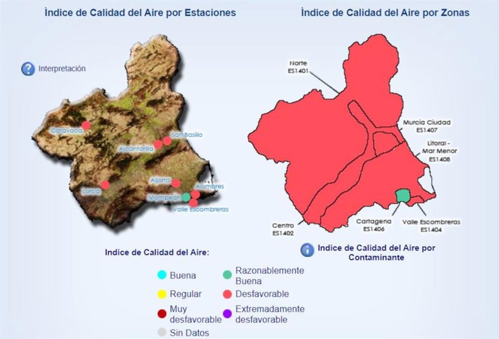 Activado el Nivel Preventivo en La Aljorra, Alumbres y Valle de Escombreras por partículas en suspensión