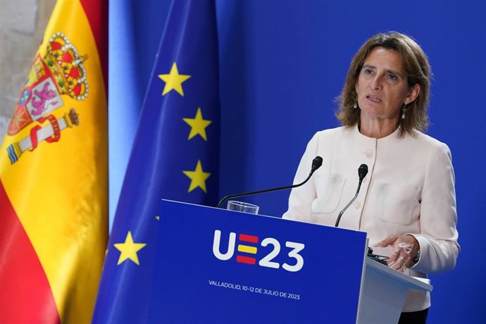 Ribera, durante su comparecencia ante los medios en la última jornada de la cumbre europea de Valladolid.