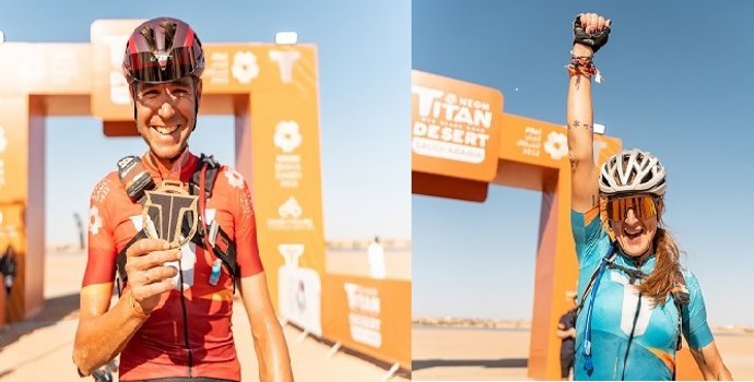 Archivo - David Valero y Ariadna Ródenas, ganadores de la Titan Desert de Arabia Saudí en 2022.