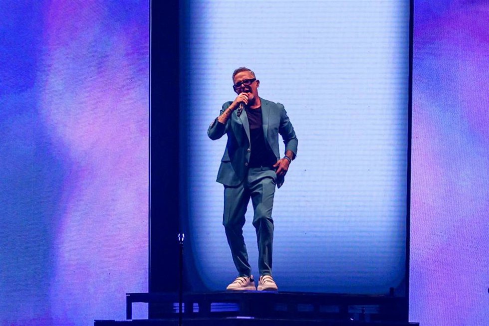 El cantante Alejandro Sanz durante una actuación en el WiZink Center