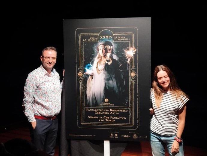 Josemi Beltrán e Itziar Ituño presentan el cartel de la Semana de Cine Fantástico y de Terror de San Sebastián 2023.