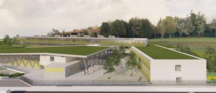 Infografía del nuevo colegio público Nuevo Roces, que se construirá en el barrio del mismo nombre, en Gijón.