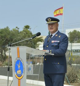 Coronel Rafael de Haro en la toma de posesión como jefe del aeródromo militar de Lanzarote