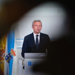 El presidente de la Xunta, Alfonso Rueda, en rueda de prensa