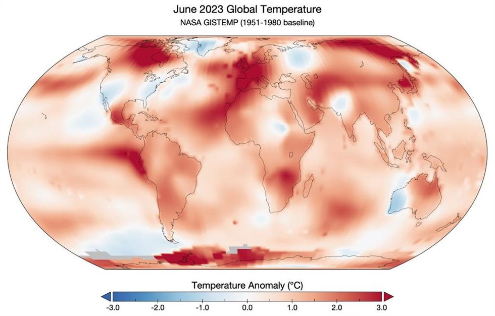 Anomalías de temperatura en junio de 2023