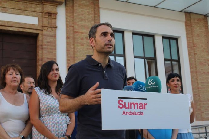 El candidato de Sumar al Congreso por Málaga, Toni Valero, en Málaga