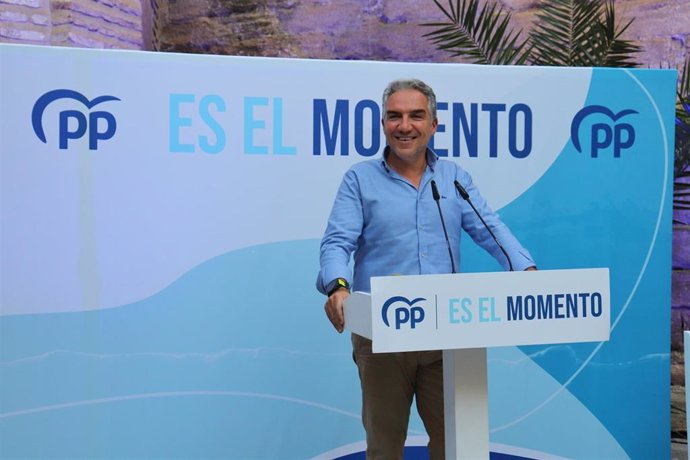 El coordinador general del PP y candidato número 1 al Congreso por el PP de Málaga, Elías Bendodo, en una acto en Antequera