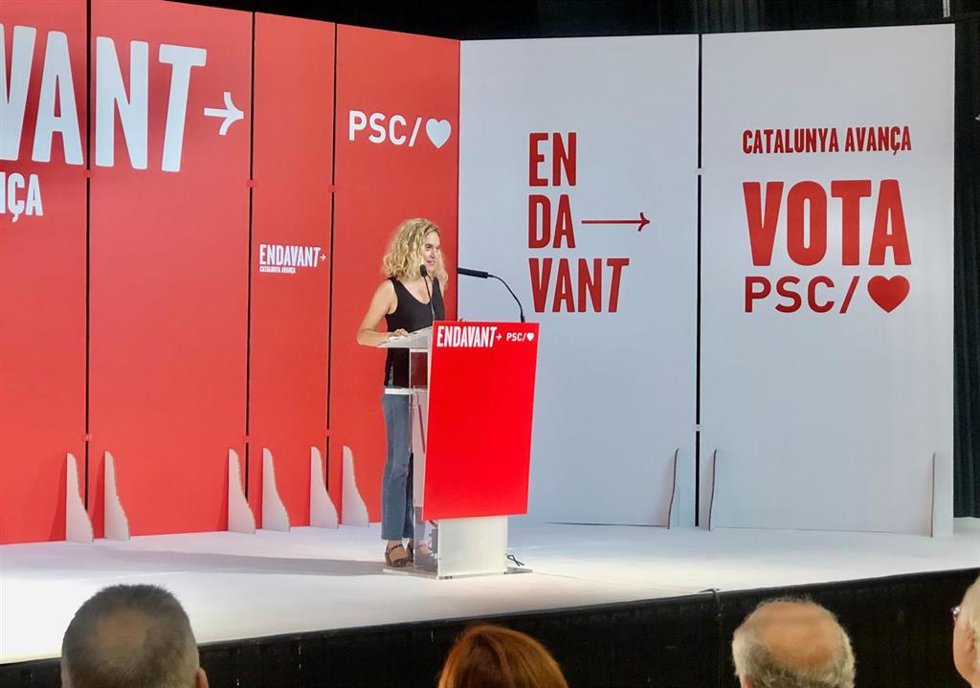 La candidata del PSC Meritxell Batet, en un acto en Mataró (Barcelona).