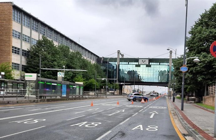 Control policial de tráfico en Bilbao