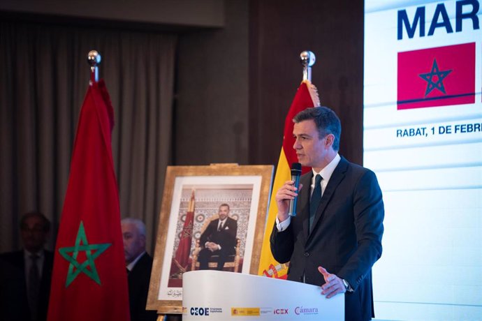 Archivo - El presidente de Gobierno, Pedro Sánchez, interviene en el acto de clausura del Foro Empresarial España-Marruecos en Rabat