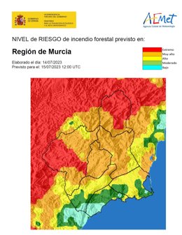 Riesgo incendio en la Región este sábado