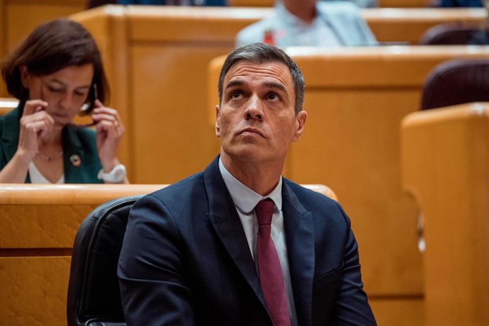 Archivo - El presidente del Gobierno, Pedro Sánchez, durante una sesión plenaria en el Senado, a 16 de mayo de 2023, en Madrid (España).