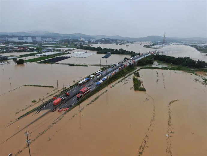 Inundaciones en la provincia de Chungcheong Norte, en Corea del Sur