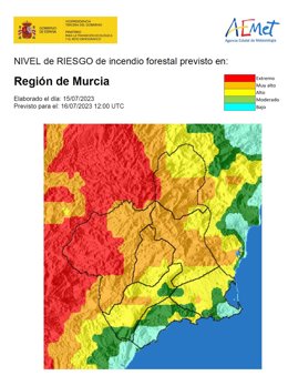 Índice riesgo incendio en la Región de Murcia