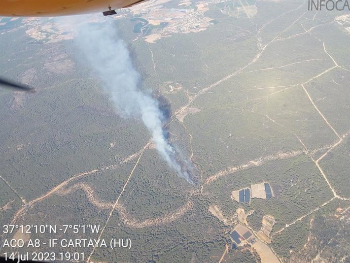 Imagen área del paraje donde se originó el incendio forestal.