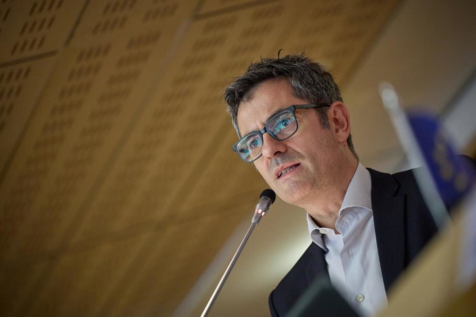El ministro de la Presidencia, Relaciones con las Cortes y Memoria Democrática, Félix Bolaños, participa en el acto Making human rights visible! de la edición 2023 de Madrid Summit, en la oficina en España del Parlamento Europeo, a 29 de junio de 2023