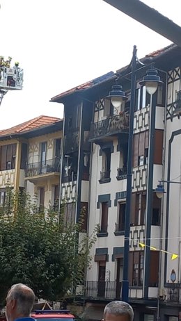 Vivienda incendiada, este domingo en Barakaldo
