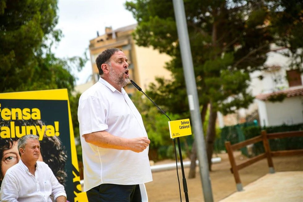 El presidente de ERC, Oriol Junqueras, en un acto en Ametlla de Mar (Tarragona)