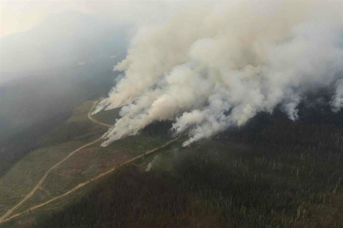 Imagen aérea de los incendios forestales en Canadá