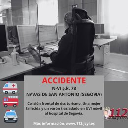 Gráfico elaborado por el 112 con datos del accidente mortal en la N-VI en Navas de San Antonio
