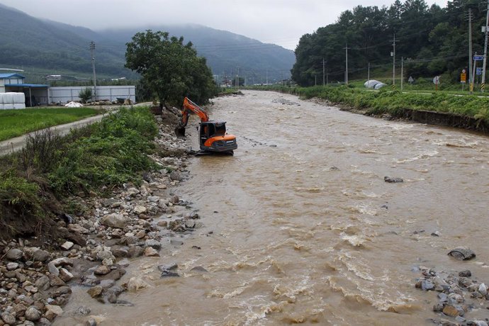 Efectos de las fuertes lluvias en Yecheon (norte de Gyeongsang), Corea del Sur