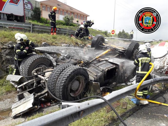 Accidente del conductor de la hormigonera.