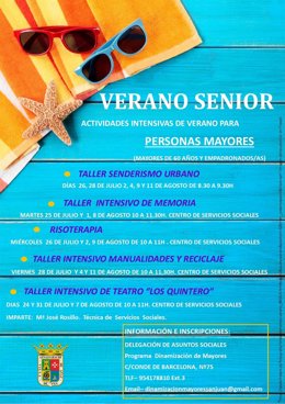 Cartel programa 'Verano senior' en  San Juan del Aznalfarache