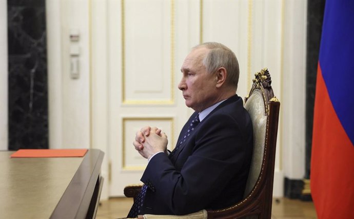 Archivo - June 2, 2023, Moscow, Moscow Oblast, Russia: Russian President Vladimir Putin holds a video conference meeting with permanent members of the Security Council from the Kremlin, June 2, 2023 in Moscow, Russia.