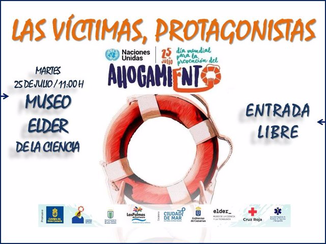 Cartel anunciador del acto de este año para celebrar el día mundial de la prevención de ahogamientos en Las Palmas de Gran Canaria, e la mano de la asociación 'Canarias, 1.500 km de costa'.