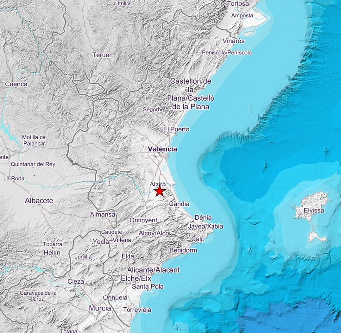 Registrado un seísmo de 2,5 grados en Carcaixent (Valencia)
