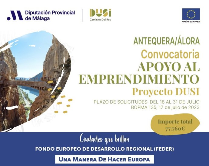 La Diputación abre el plazo de una convocatoria de apoyo a emprendedores y autónomos de Álora y Antequera