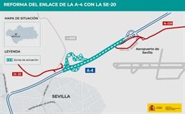 Detalle del proyecto que licita el Gobierno de España para reformar el enlace de la S-40 con la SE-20, en Sevilla.