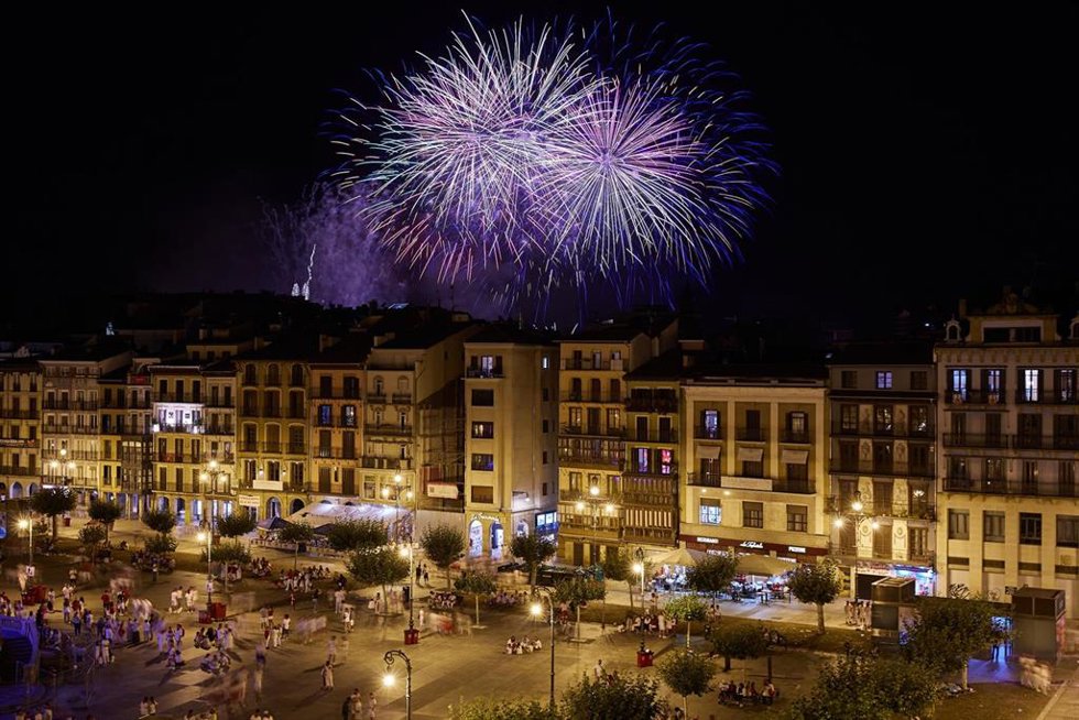 Fuegos artificiales en Pamplona.