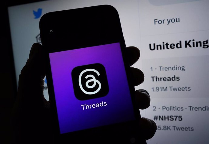 06 July 2023, United Kingdom, London: An Apple iPhone screen with the Threads app logo. The Twitter copy of the Facebook company Meta already has more than ten million users after a short time. Photo: Yui Mok/PA Wire/dpa