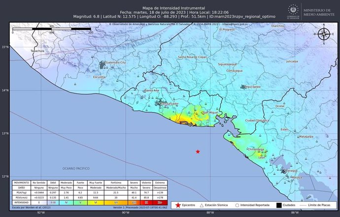 Terremoto de 6,8 grados frente a las costas de El Salvador