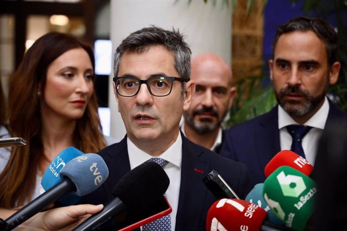 El ministro de la Presidencia, Relaciones con las Cortes y Memoria Democrática, Félix Bolaños, este miércoles en Málaga