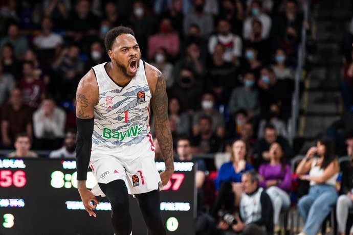 Archivo - Deshaun Thomas of FC Bayern Munich  celebrating a basket during the Turkish Airlines EuroLeague Play Off Game 2 match between FC Barcelona and FC Bayern Munich  at Palau Blaugrana on April 21, 2022 in Barcelona, Spain.