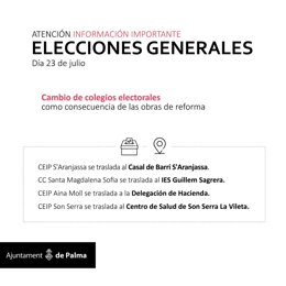 Archivo - Cuatro colegios de Palma trasladarán las urnas a nuevos espacios electorales debido a obras en los centros