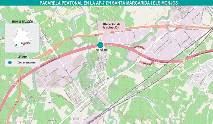 Archivo - Pla de la passarella sobre l'AP-7