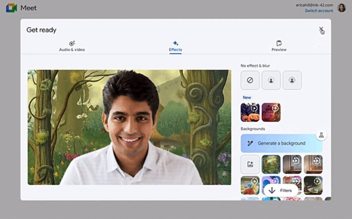 Google Meet prueba fondos personalizados generados por IA.