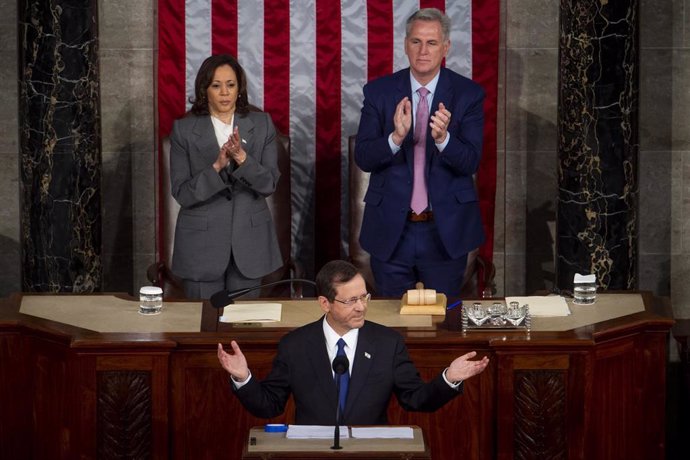 El presidente de Israel, Isaac Herzog, comparece ante el Congreso de Estados Unidos