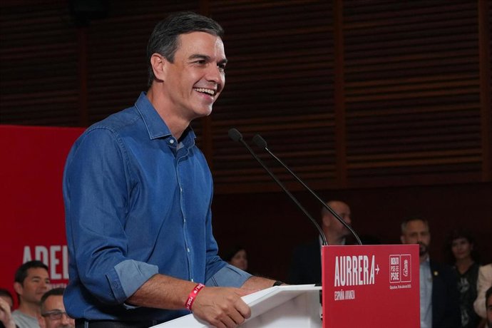 El presidente del Gobierno y candidato del PSOE a la reelección, Pedro Sánchez durante un acto electoral del PSOE.