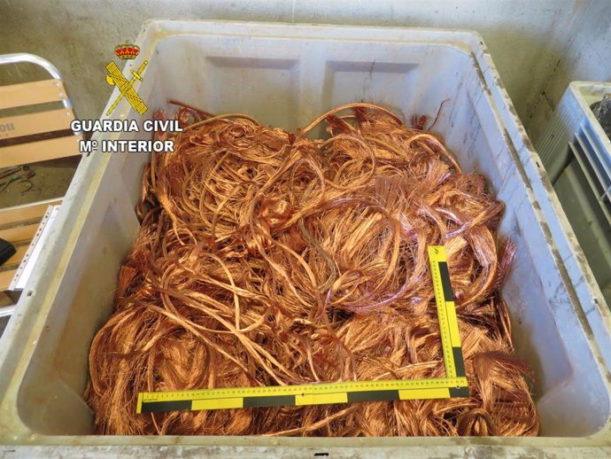 Archivo - Cable de cobre robado. Archivo