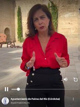 Imagen del vídeo electoral difundido a través de las redes sociales del Ayuntamiento de Palma del Río por su acaldesa, Matilde Esteo, y que ya ha sido retirado.