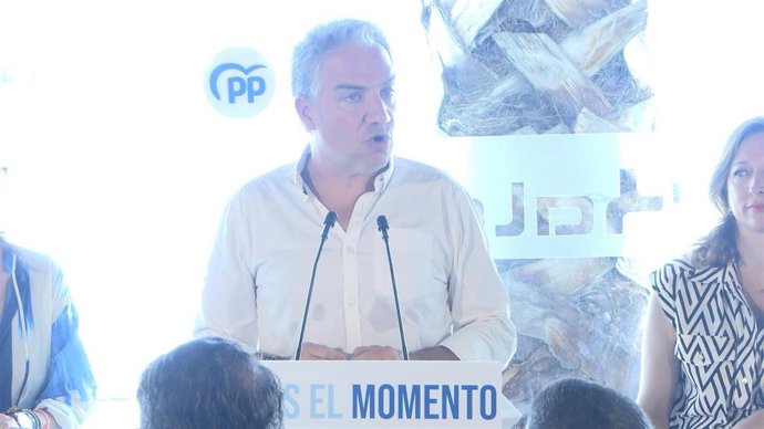 El coordinador general del PP y candidato número uno al Congreso por Málaga, Elías Bendodo, en un acto en Málaga.