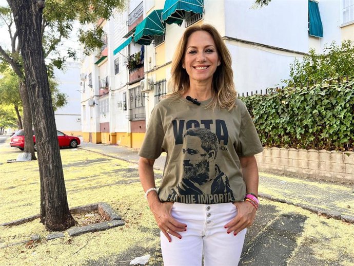 La candidata cabeza de lista de Vox por Sevilla para el Congreso de los Diputados, Reyes Romero, crítica las "nefastas políticas" de vivienda.