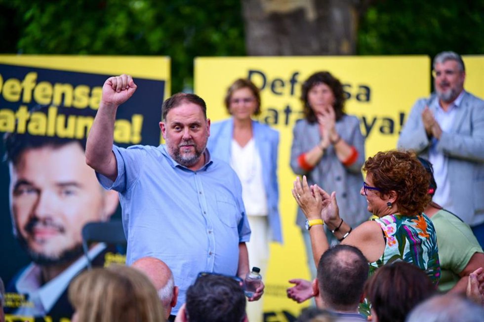 El presidente de ERC, Oriol Junqueras, durante un acto en Girona