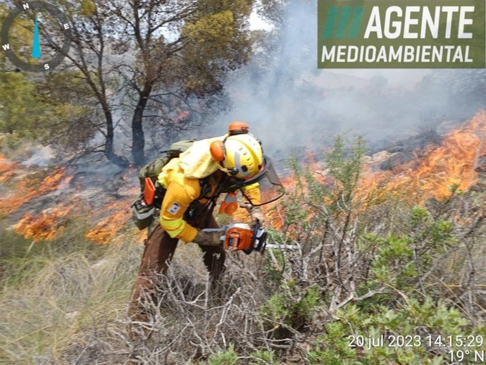 Bomberos trabaja en la extinción de un incendio