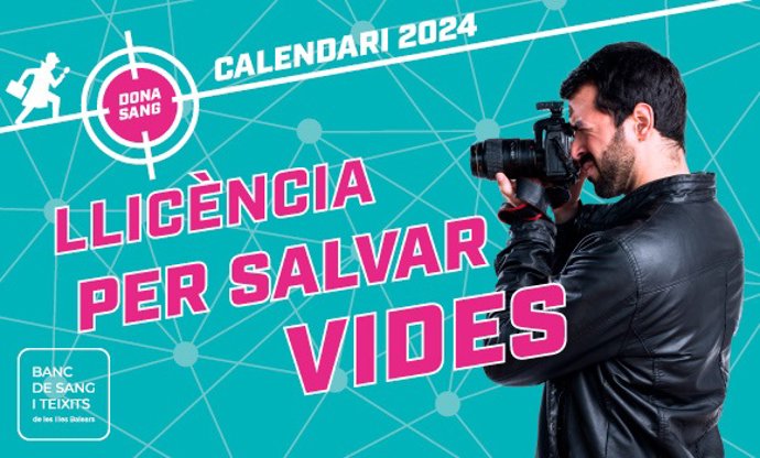 Imagen promocional para invitar a la participación en el calendario 2024 del Banco de Sangre y Tejidos de Baleares.