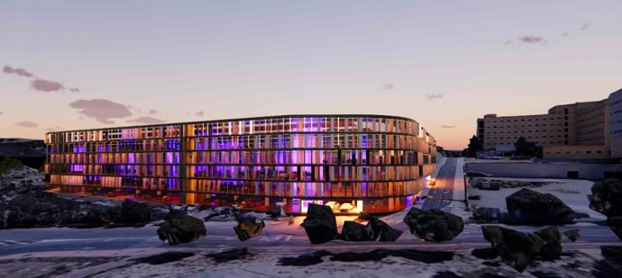 Boceto del aparcamiento en altura para el Hospital Universitario Torrecárdenas de Almería.